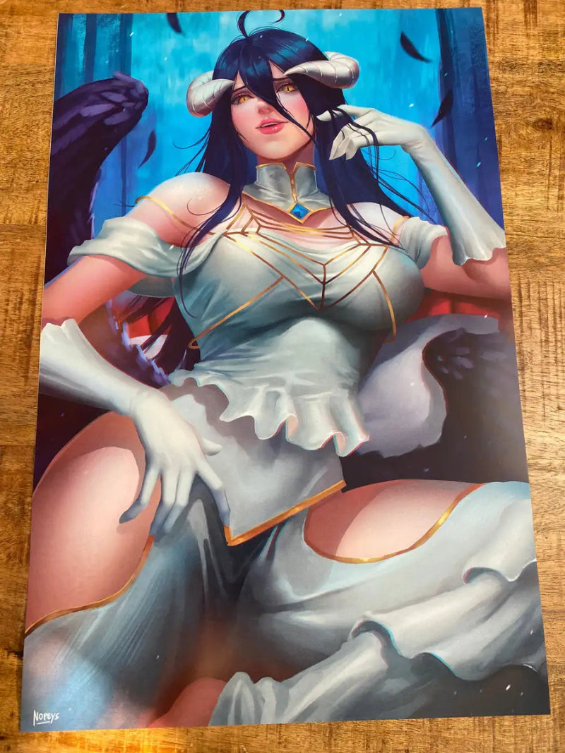 Albedo wall art on 12x18 canvas, showcasing her regal presence from Overlord anime.