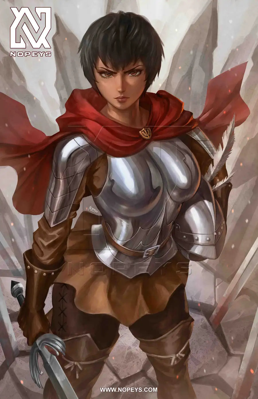 Warrior of the Eclipse wall art on 12x18 canvas, featuring Casca from Berserk in her fierce warrior form.