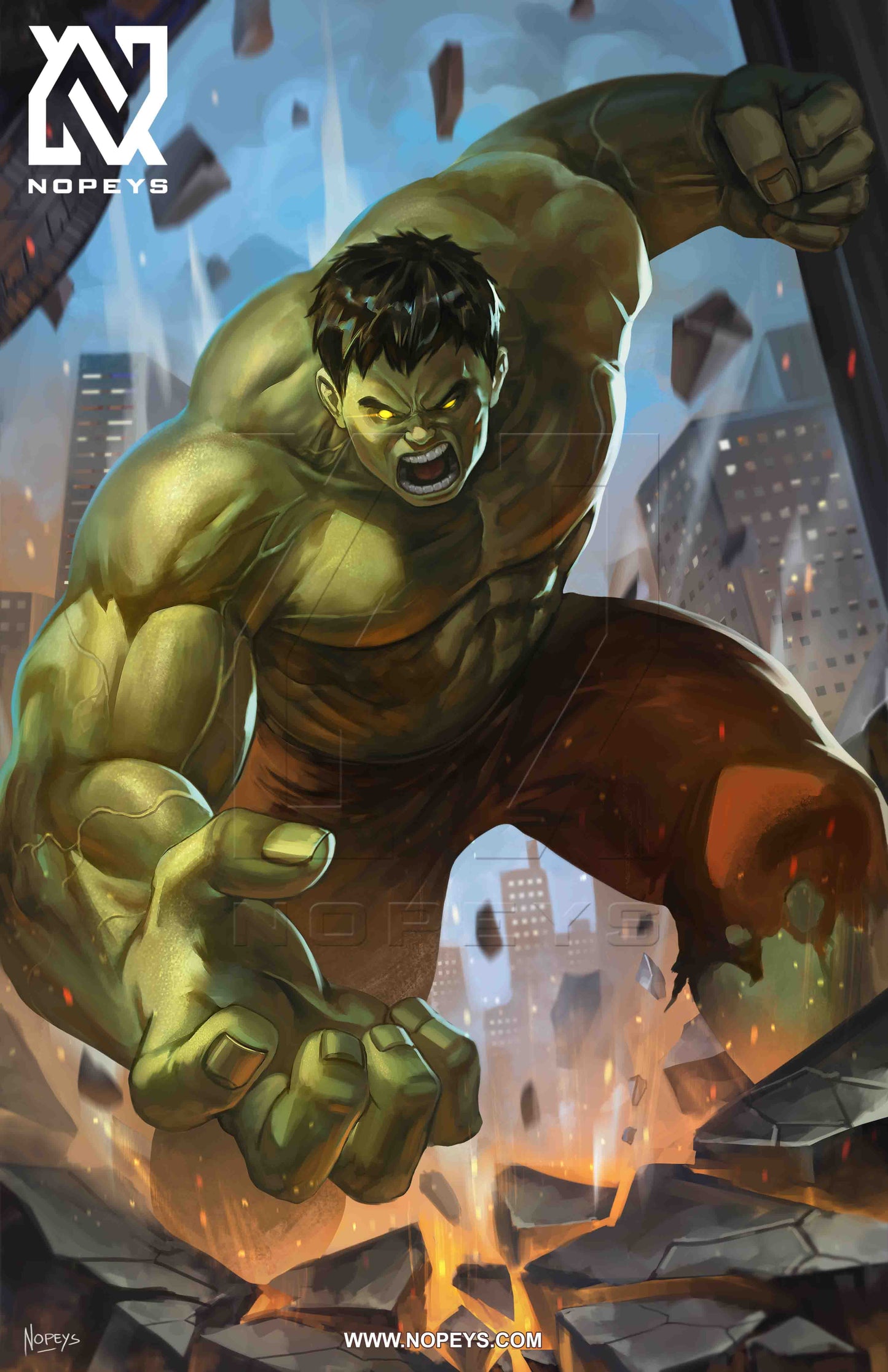 Gamma Rage wall art on 12x18 canvas, showcasing The Hulk in his explosive, rage-fueled form.