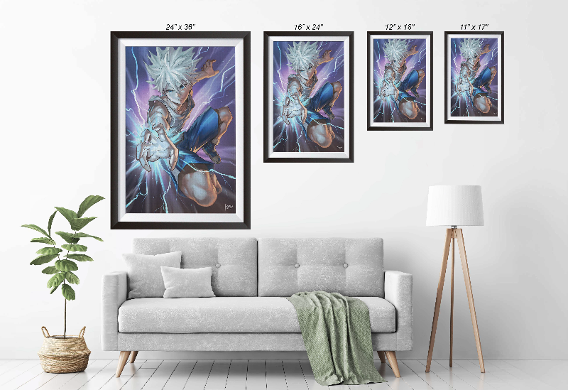 Killua Hunter x Hunter metal size chart Print, Premium Wall Art by Nopeys