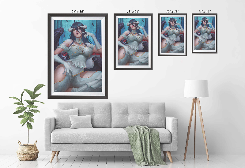 Albedo Overlord metal size chart Print, Premium Wall Art by Nopeys