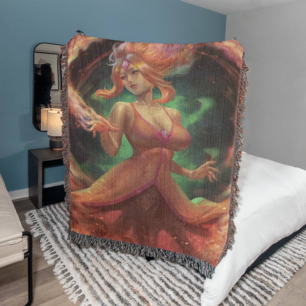 Blazing Royal Heart Woven Blanket