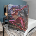 Lucky Heroine in Red Woven Blanket