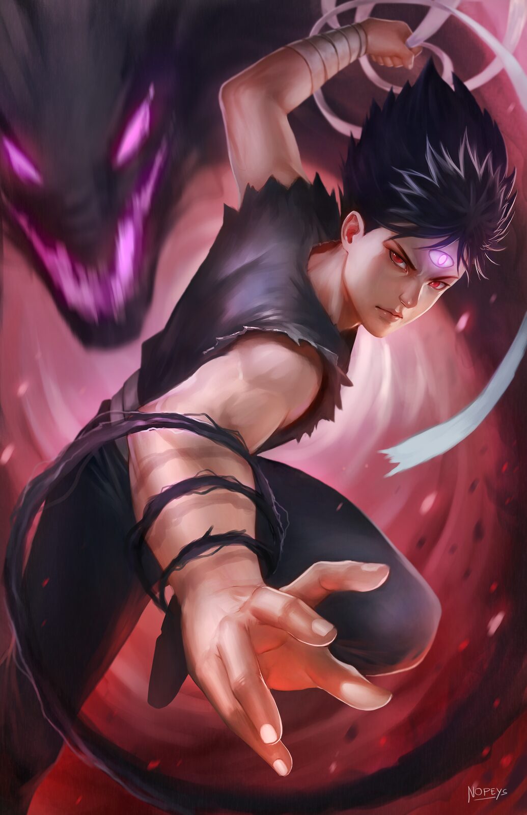 Dragon Flame Shadow Wall Art original artwork by Nopeys
