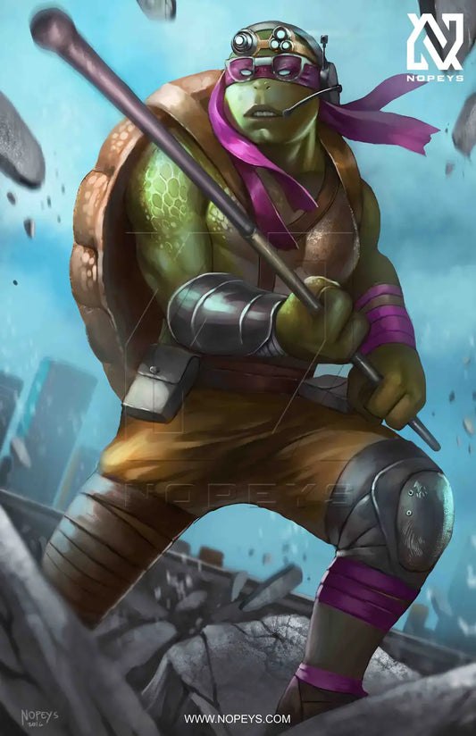 anime-style print of Donatello – with bo staff, tactical visor, and tech-ready armor.