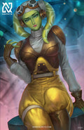 anime-style print of Hera Syndulla – confident pilot pose with goggles and lekku flowing.