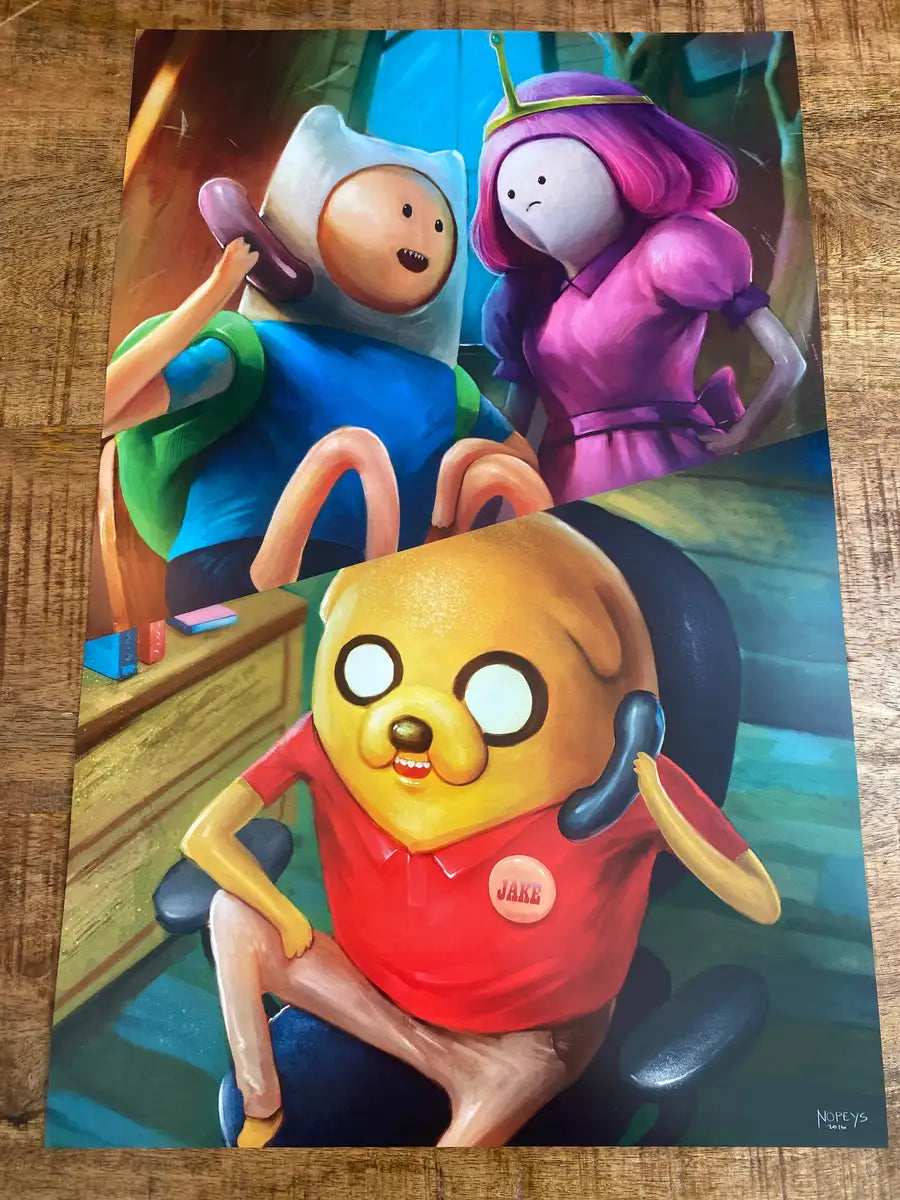 11x17 anime-style parody print of Jake the Dog answering Finn’s call — spoofing the State Farm commercial.