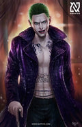 anime-style print of Jared Leto’s Joker – mid-laugh with glowing tattoos and green hair.
