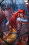 anime-style print of Kurama – mid-strike with Rose Whip, glowing eyes, and focused energy.