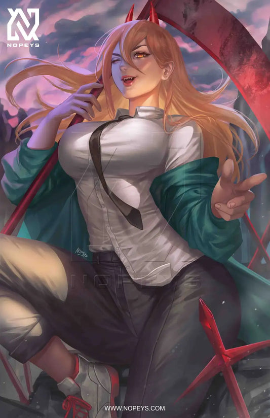 print of Power from Chainsaw Man – anime-style blood devil artwork with intense attitude and action pose.