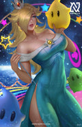  anime-style print of Rosalina – floating with Lumas and stars, serene pose from Super Mario Galaxy.
