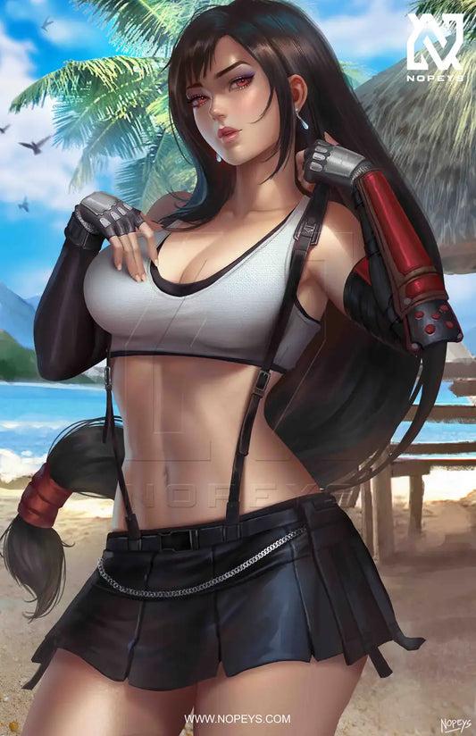 print of Tifa Lockhart from Final Fantasy VII – dynamic anime-style pose capturing her strength and grace.