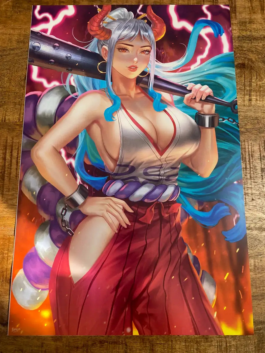  11x17 print of Yamato from One Piece – anime-style tribute capturing the Oni warrior mid-strike in vibrant detail.