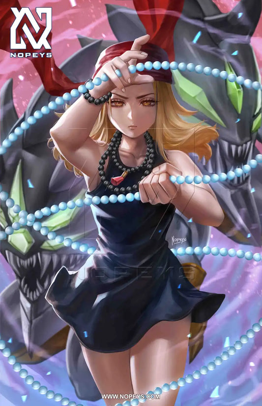 Shaman Queen wall art on 12x18 canvas, showcasing Anna Kyoyama from Shaman King in a powerful, commanding pose.